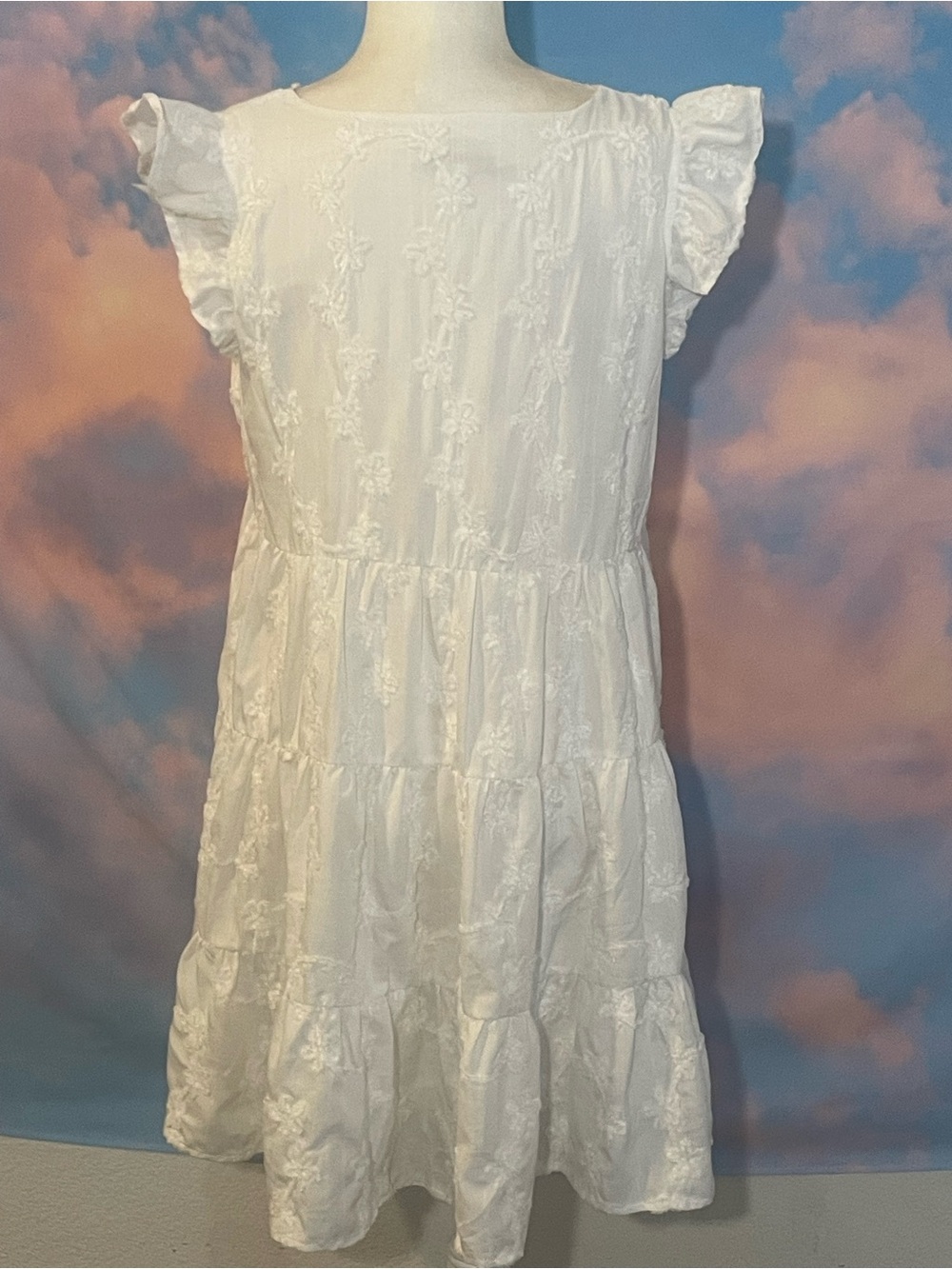Sweet Baltic Born White Floral  Embroidered Button Front Sundress - Picture 4 of 14